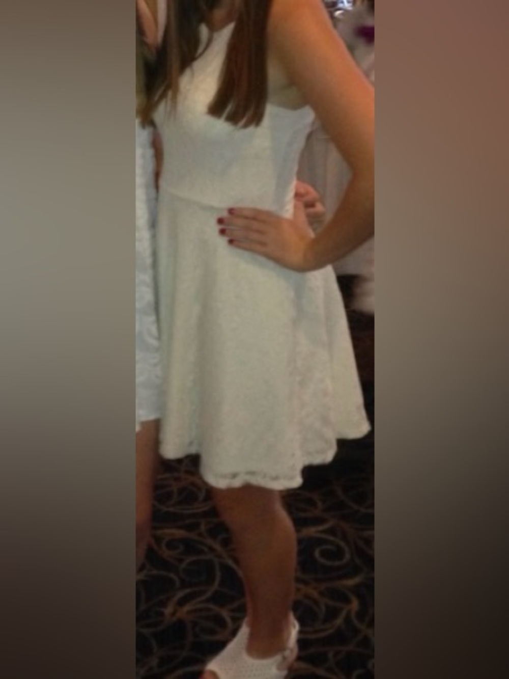 Women's White Lace Above Knee Mini Dress